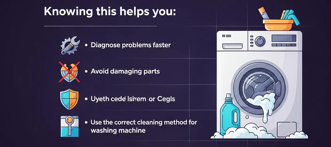 cleaning washing machine filter and detergent drawer at home